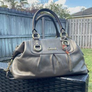 COACH Ashley Shimmer Bronze Leather Satchel Shoulder Bag